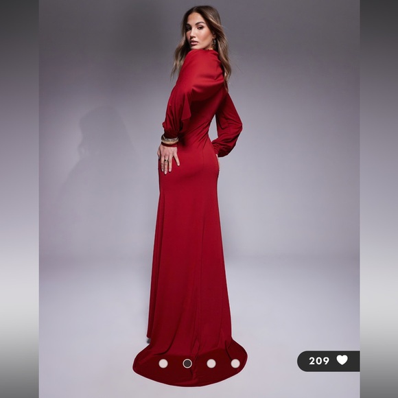 ASOS Design Elegant Burgundy Maxi Dress - Picture 3 of 7